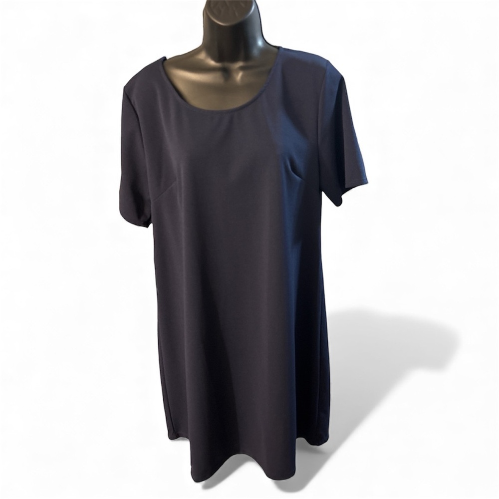 Navy Blue Shift Dress with Gold Back Zipper Detail FINAL PRICE DROP - Picture 3 of 5